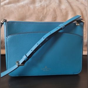 Kate Spade ♠️ Leather Adel Medium Top Zip Crossbody Bag Dark Peacock💙